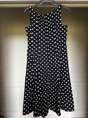 Lauren Ralph Lauren Black and White Polka Dot Midi Dress